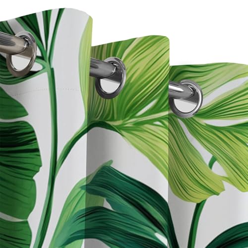 Rideau à oeillets imprimé feuille de monstera pour une chambre cocooning