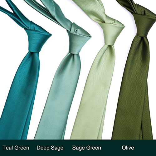 Zenxus Solid Skinny Ties For Men, 2.5 Inch Slim Deep Sage Necktie #TOP5