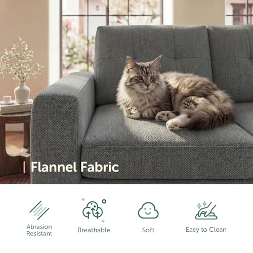 Image of HONBAY 83.4 Inch U-Shaped Sectional Sleeper Sofa with Pull-Out Bed, 5-Seater Sectional Sofa for Living Room, Pet-Resistant Fabric Couch, Grey