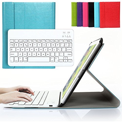 Besmall Ultra-Slim Teclado Bluetooth Inalámbrico para iPad 2/3/4 - Layout Español + Funda de Cuero PU-XLYP24E-XG