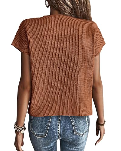 Image of KIRUNDO Summer Fall Short Sleeve Sweater for Women 2026 Casual Sweater Vest Cotton Knit Pullover Tank Tops Fashion Clothing