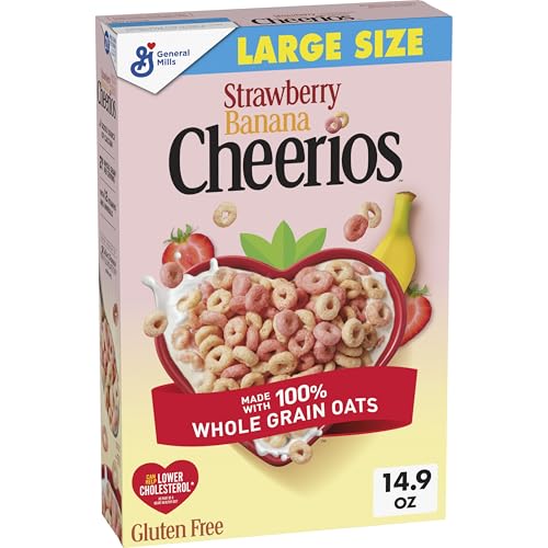 Strawberry Banana Cheerios, Heart Healthy Gluten Free Breakfast Cereal, Made