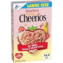 الفراولة الموز Cheerios، قلب صحي الغلوتين وجبة الإفطار الحبوب الحرة، مصنوعة من الشوفان الحبوب الكاملة، حجم كبير، 14.9 أوقية