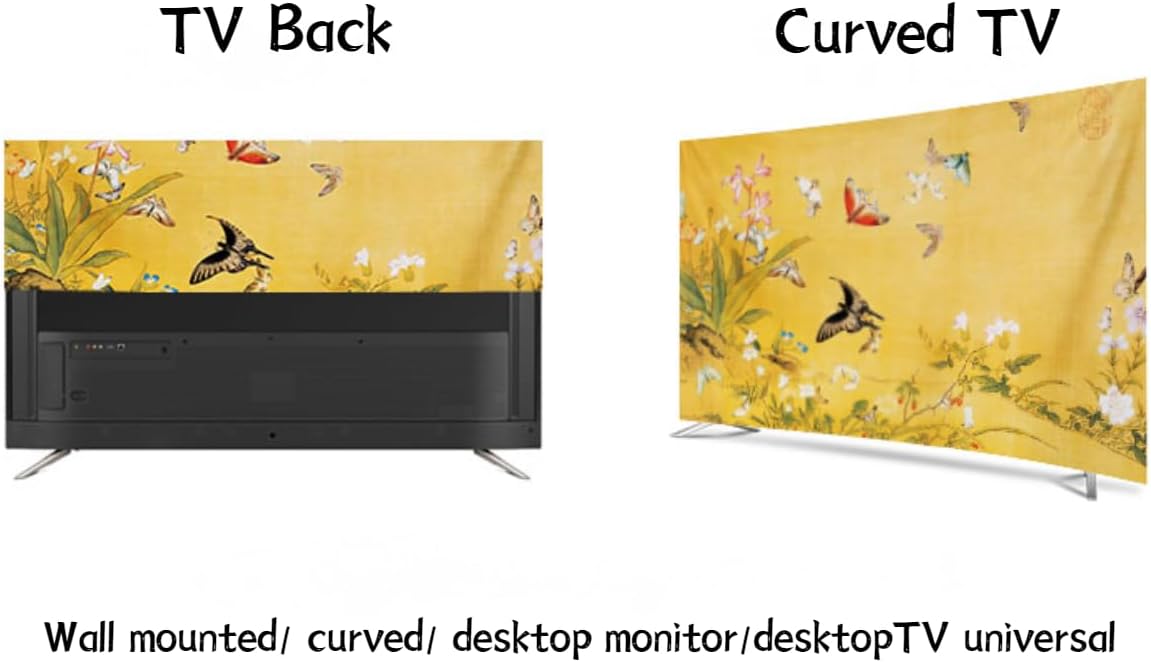 TV Cover TV Dust Cover Luxury High-end TV Screen Protector Indoor 32-80 Inch LED/LCD TV Display Protective Universal Bedroom Living Room Decor Cover Monitor Protector-Gold-4||32 inch