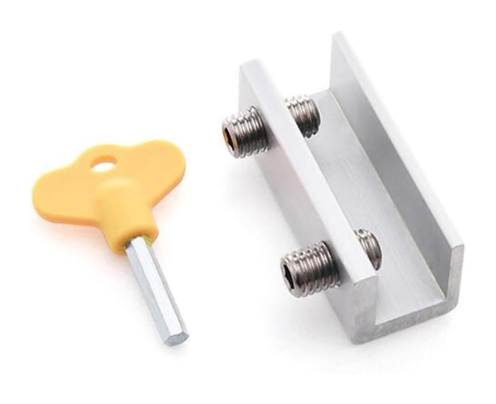 Butée de fenêtre, Serrure de porte/fenêtre en aluminium avec clé argentée
