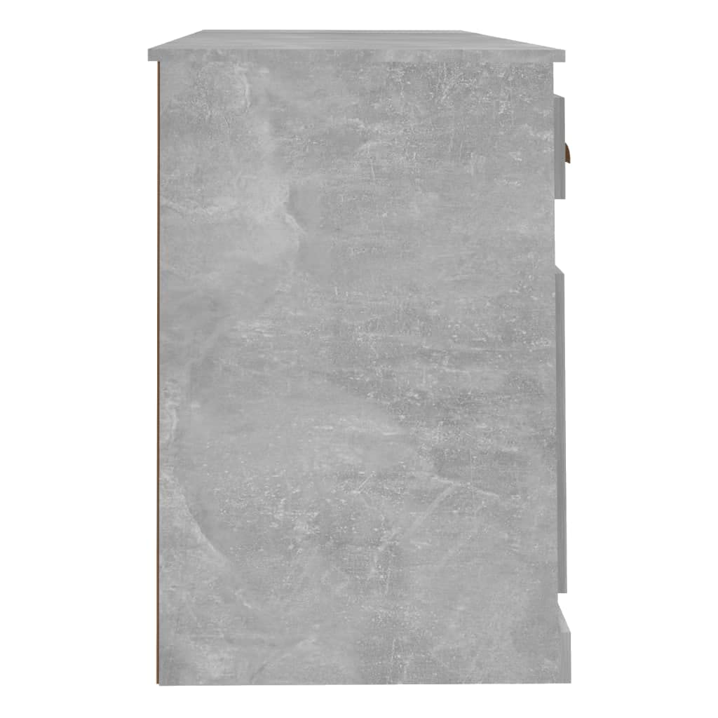 Scrivania con vano portaoggetti, grigio cemento, materiale in legno, 154,5 x 50 x 75 cm, moderna scrivania per computer per casa, ufficio, gioco, scrittura, robusto piano di lavoro