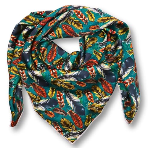 Wild Rag Silk Scarf 36'', Western Cowboy Bandana Wild Rags,Square Silky Feathers Designs Scarves
