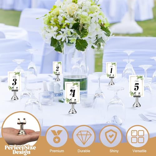 Image of Silver 24 Pcs Metal Table Number Holders 1.8 Inch Mini Wedding Place Card Holders Bulk Harp Clip Table Sign Stands Card Holder for Memo Notes Menu Wedding Restaurant Birthday Decor