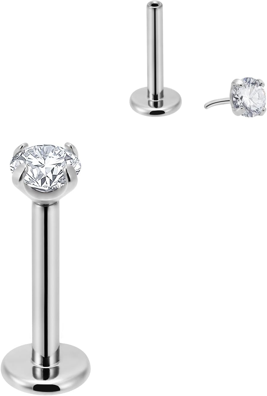 20g/18g/16g G23 Titanium Press Fit Threadless Push Pop in Labret Lip Monroe Tragus Earring Stud Piercing