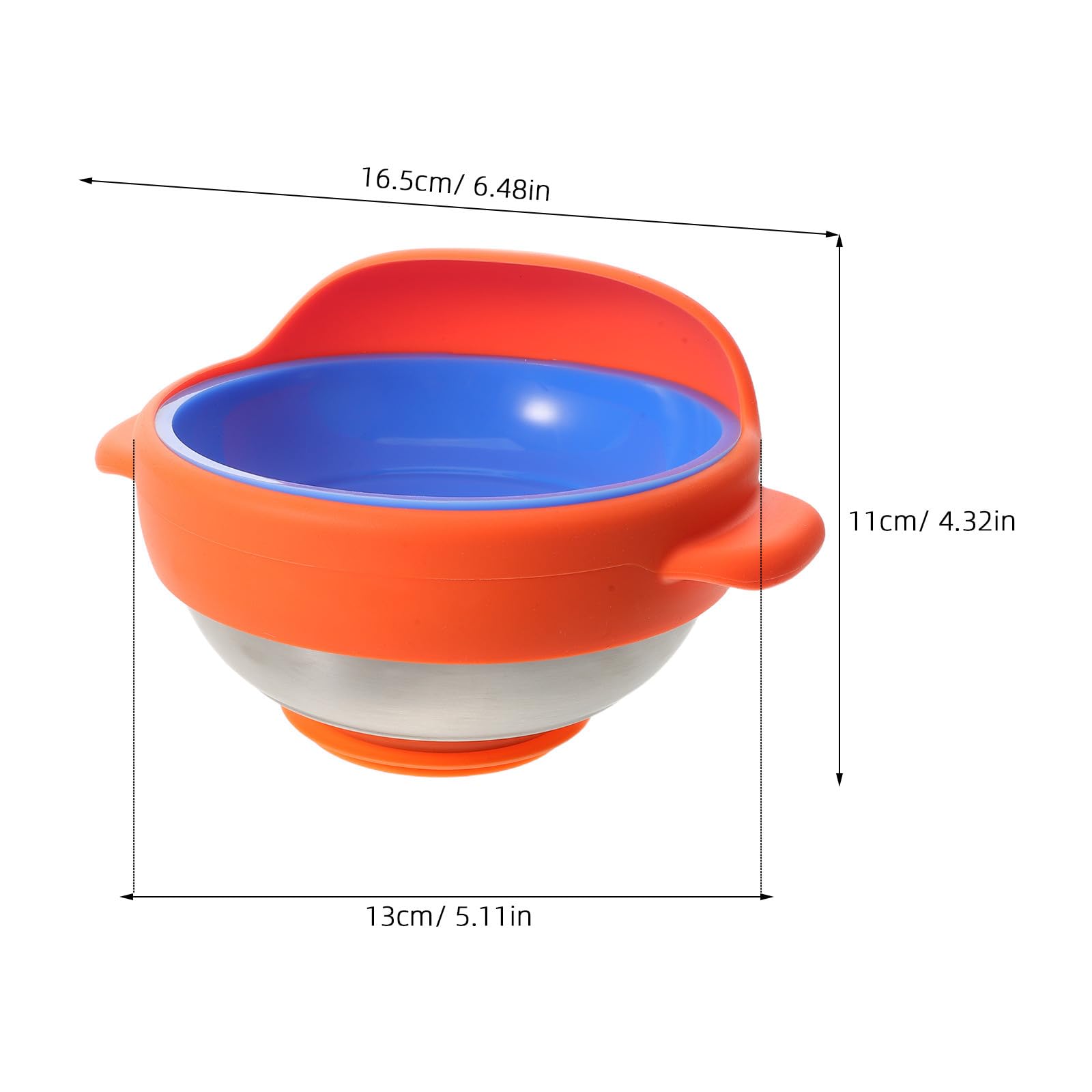 Ipetboom Ciotola per Pasti Stabile Base Ventosa in Silicone e Acciaio Inossidabile, Manici Ergonomici e Presa Confortevole, per Anziani e Disabili