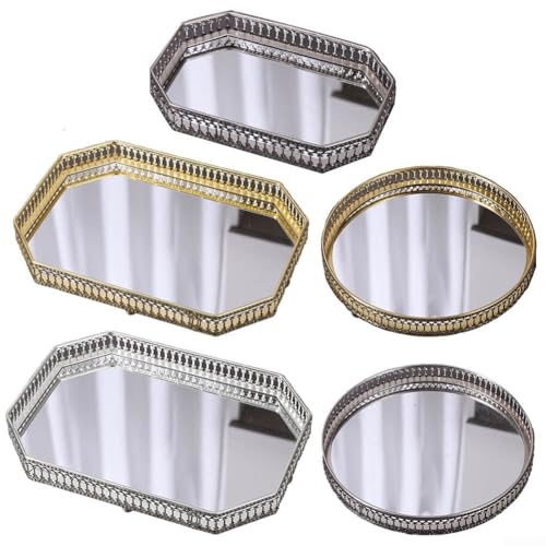 Elegante bandeja de tocador con espejo para exhibición de joyas, perfecta para la organización del hogar (A)