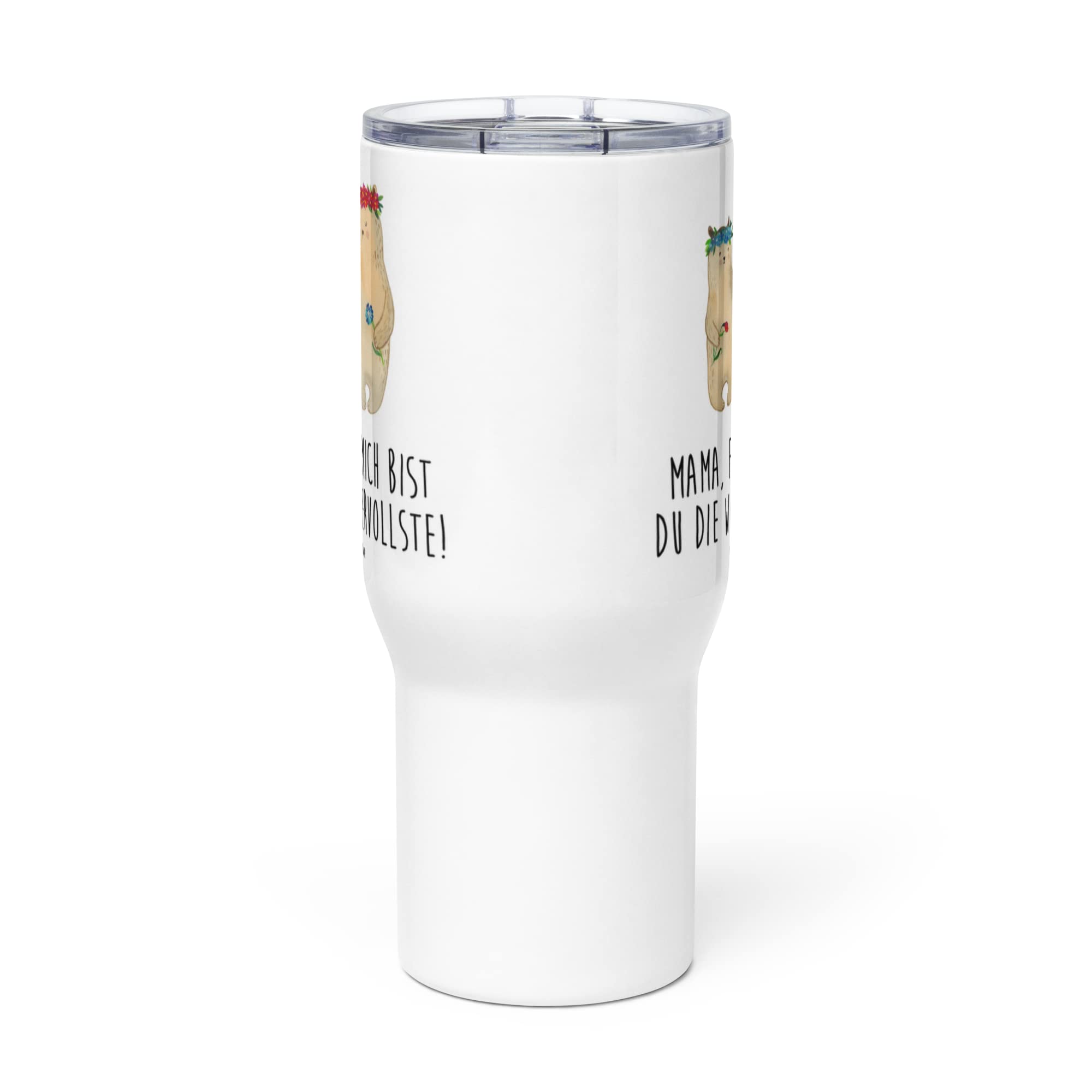 Mr. & Mrs. Panda Kaffee-to-go-Becher Bären mit Blumenkranz - Geschenk, Familie, Töchter, Lieblingsmensch, Kinder, To-Go-Becher, Thermobecher, Muttertag, thermosbecher, Mehrwegbecher, Teetasse, Mama