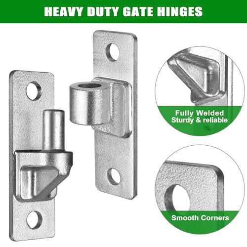 Image of Heavy Duty 4.9 inch Gate Hinges, Steel Hinges with Hot-Dip Galvanized Finish, 2‑Pack Wall‑Mount Female & Male Hinges for Fences & Farm Gates, 600 lbs Capacity