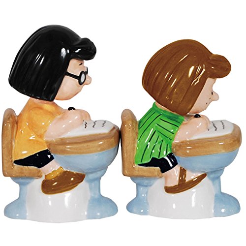Westland Giftware Magnetic Ceramic Salt and Pepper Shaker Set, 3.75-Inch, Peanuts Peppermint Patty and Marcie