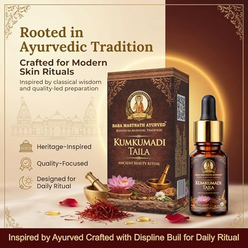 Image of Kumkumadi Tailam Face Oil 10 ml | Kumkumadi Oil for Face /Kunkumathi Thailam With Kashmiri Saffron & Sandalwood for Glowing Skin, Dark Spots & Radiance