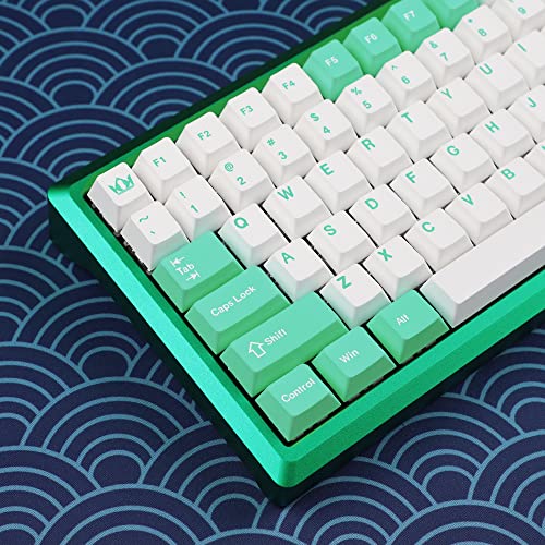 Image of 149 Lotus Pond Green White Dye-Sub Keycaps Thick PBT Cherry Profile Key caps for TKL 61 64 68 75 87 96 104 108 GMMK MX Mechanical Keyboard