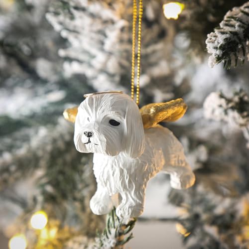 Ornements de sapin de Noël chien ange Malte ailes dorées Jetec - 2