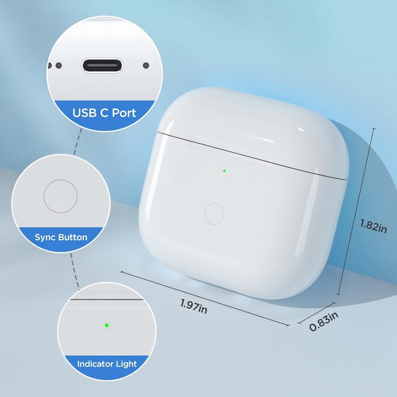 Wireless Charging Case Compatible with AirPods 4th Gen, AirPods 4 Generation Charger Cases Replacement with USB-C Port & Bluetooth Pairing Sync Button (Case Only)