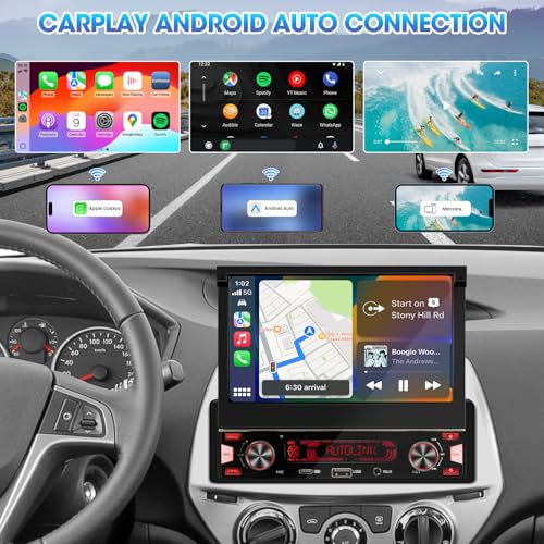 Radio con Pantalla Táctil Flip-Out 7 Pulgadas CarPlay Android miniatura 2