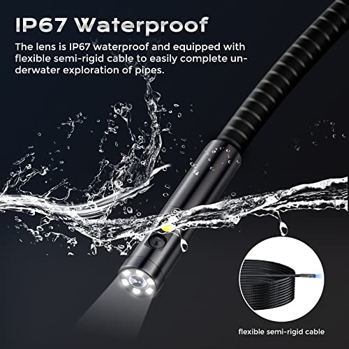 Bonvoisin Triple Lens Borescope Inspection Camera With Light 1080P Hd Digital Video Endoscope With 5“ Oled Screen 7.9Mm Ip67 Waterproof Camera Semi-Rigid Cable For Home Duct Automotive (16.5Ft) #TOP4