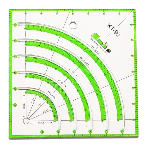 Règle patchwork circulaire acrylique Arcs & Fans pour couper des cercles parfaits sans glisser