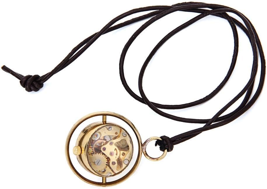 内側と外輪ゴールドレトロな小さなクリスタルボールのガラスボールペンダントポケット腕時計、MovementPocketウォッチ、男性の