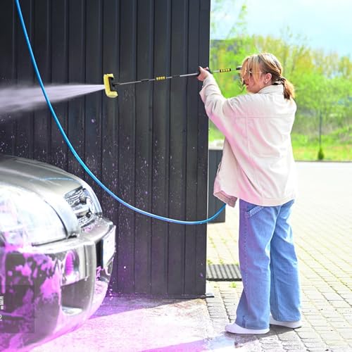 60”/152cm Car Wash Brush Aluminium Extendable Water Fed Window Cleaning Pole Brush, Car Wash Hose Brush Long Car Washing Brushes Caravan Soft Washing Kit for Caravan Truck Sweep Snow Outside Inside - Image 6