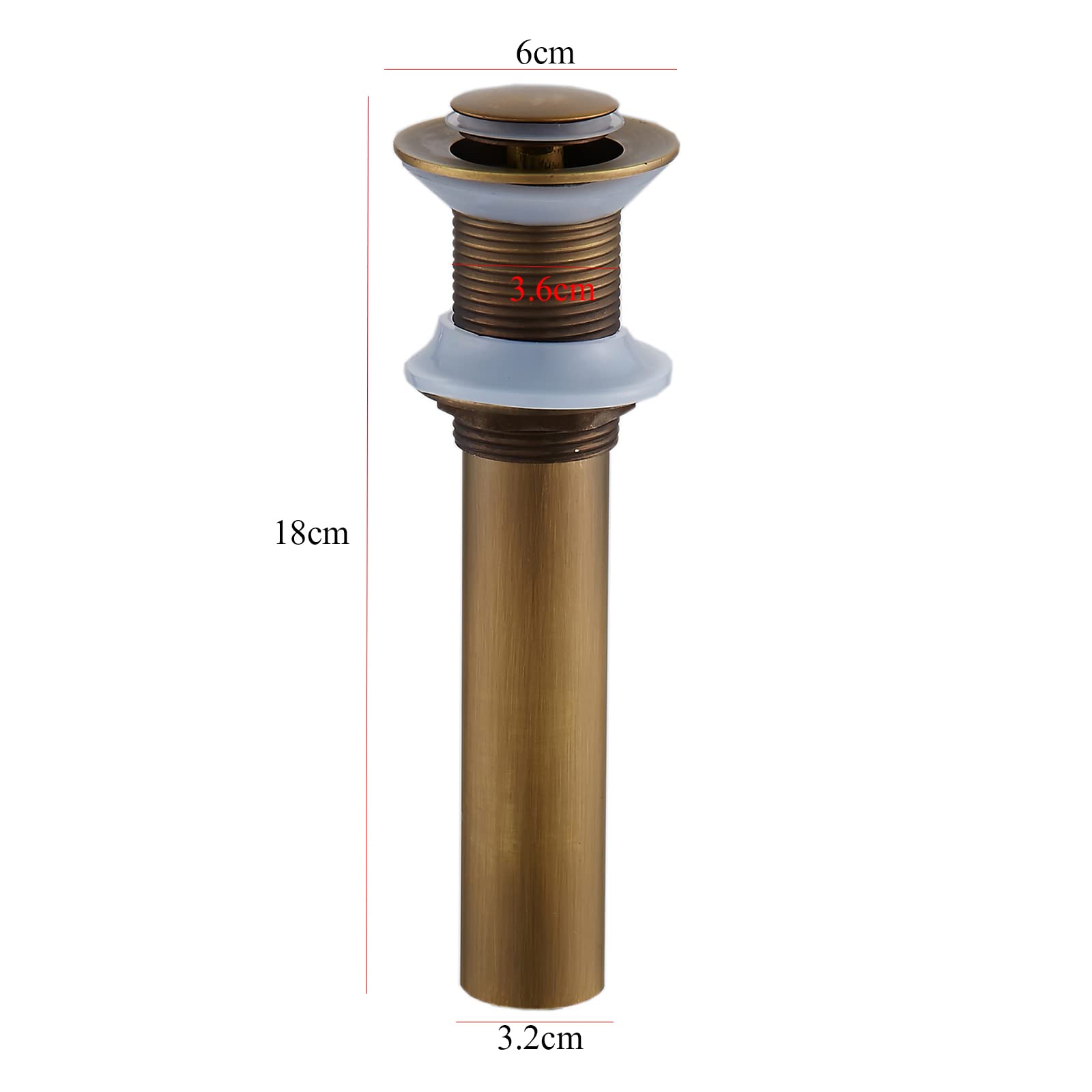 Piletta Lavabo Bagno senza Troppopieno Piletta Bidet Universale Piletta Lavandino Ottone Pop-Up Rustico G1 1/4“ Per Rubinetti Lavello Da Cucina,B