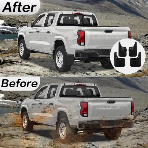 Image of PSLER Mud Flaps Splash Guards for Chevy Colorado 2023 2024 2025 Accessories Front & Rear All Weather Fender Mudguards Sediment Protection Without Fender Flare (4pcs)