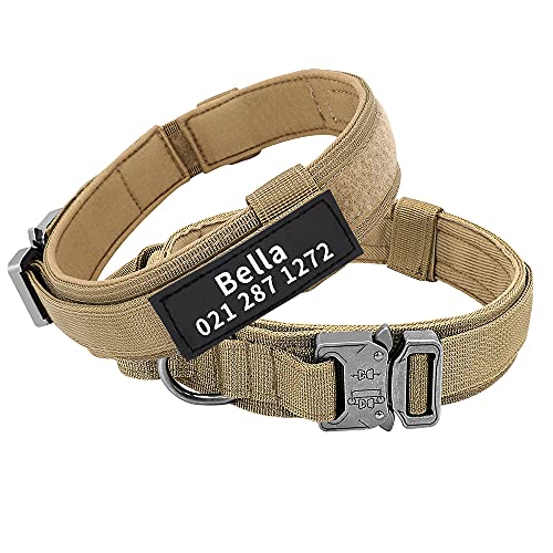 Personalisierbares taktisches Halsband für mittelgroße und große Hunde, personalisierbares Militärhalsband mit Name und Telefonnummer (Stil A)