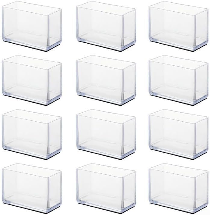 12 Pieces Rectangle Clear PVC Chair Leg Protectors Furniture Leg Pads Hardwood Floor Pads Table Leg Cover White (25x50mm)