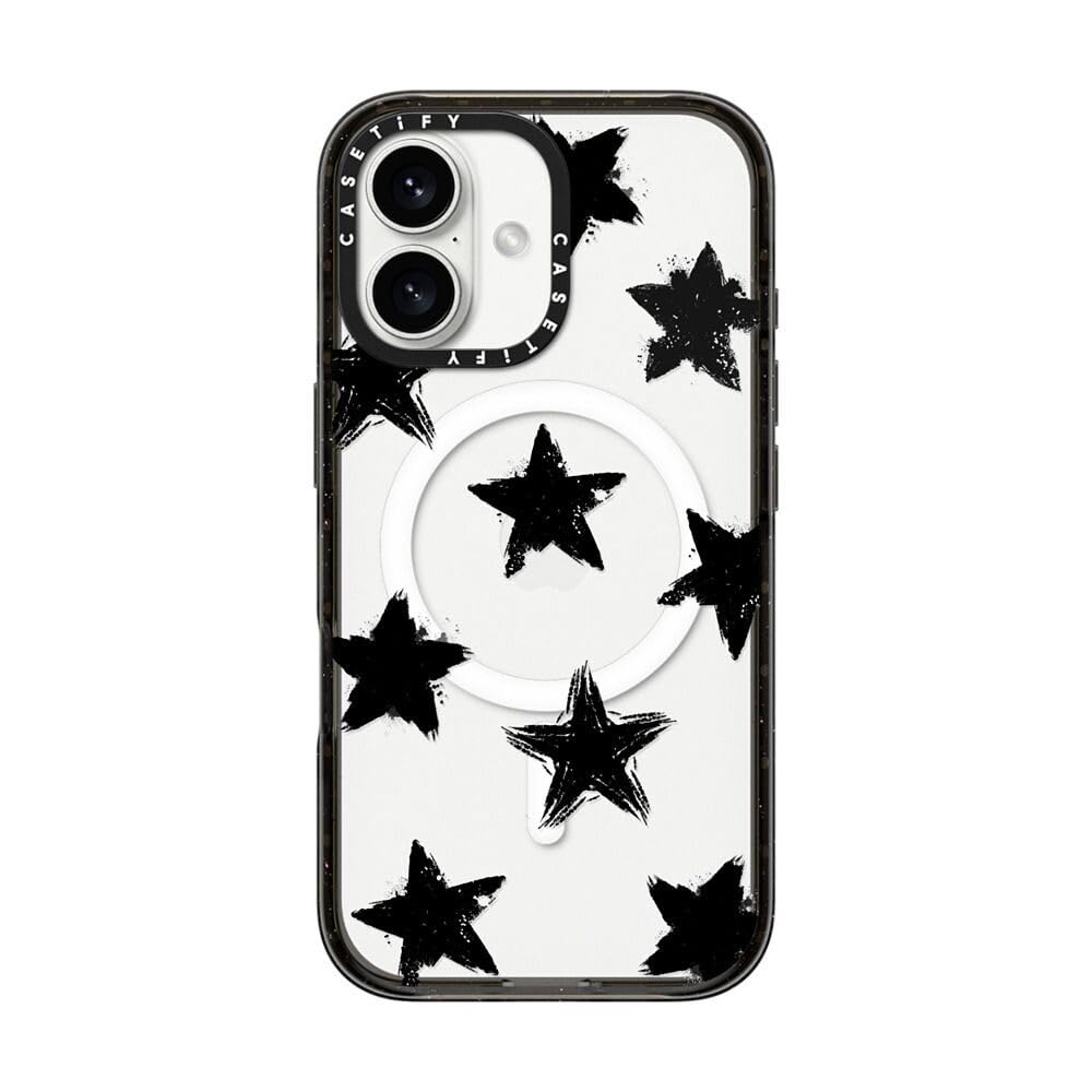 CASETiFY Funda para iPhone 16 - Impact compatible con MagSafe | Protección contra caídas de grado militar de 2,5 m, marca de estrella, color negro
