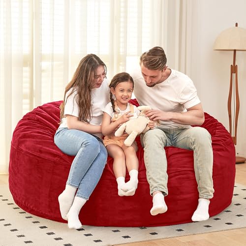 HABUTWAY Bean Bag Chair: Giant 6' Memory Foam Furniture Bean Bag Chair with Microfiber Cover - 6Ft,Red
