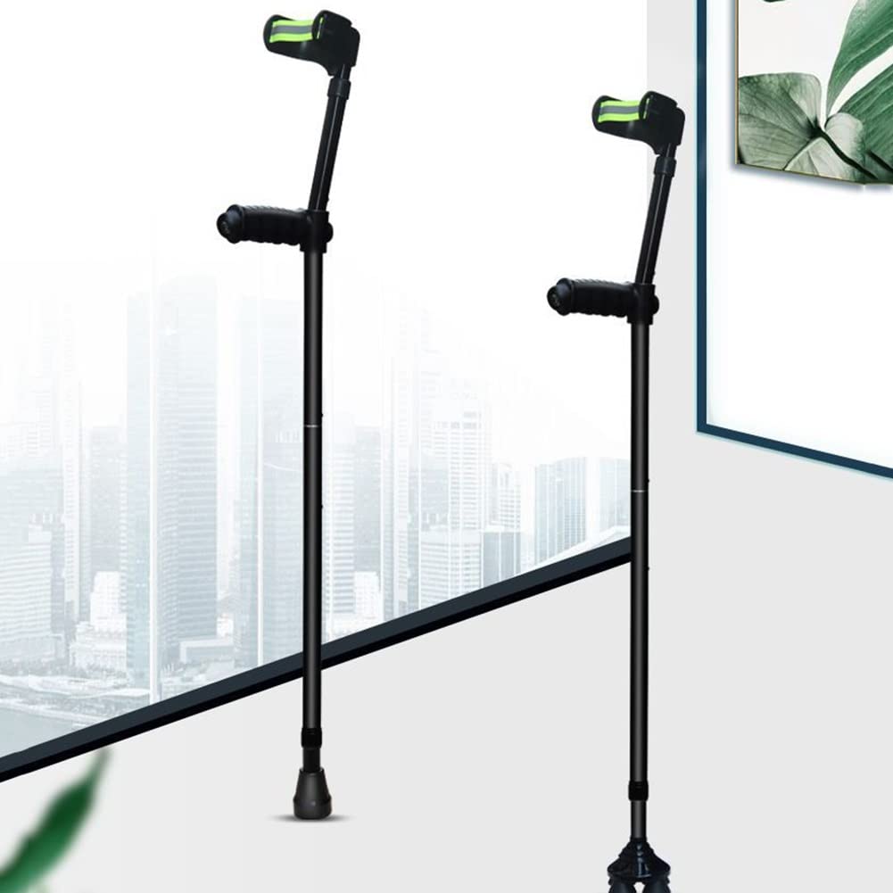 Bastone Quadrato Regolabile,Stampella Dell'avambraccio In Alluminio Con Luce A Led E Cinghie Di Appoggio Del Gomito,Per Uomini Donne E Adolescenti,Bastone Da Passeggio Pieghevole Adatto Per