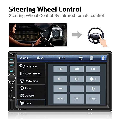 Car Radio Double Din Car Stereo 7" Lcd Touch Screen In-Dash Head Unit With Bluetooth Support Mirror Link/Dvr/Usb/Fm/Sd/Mic Mp3 +Rear View Camera& Remote Control #TOP4