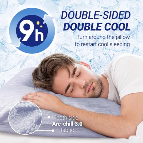 Image of Fittia Ultra Cooling Pillow Cases for Hot Sleepers, Standard Size Cooling Pillowcases for Sleeping 2 Pack, Double-Sided Q-Max 0.45 Cooling Fiber Pillow Cover with Hidden Zipper, Blue