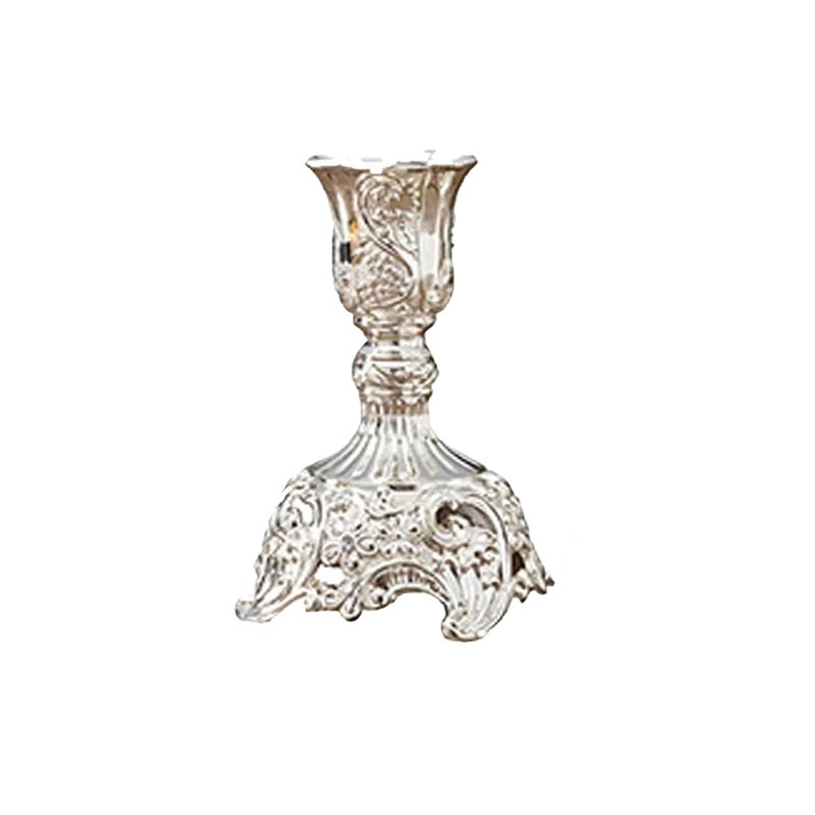 2Pcs Candle Holder Candlesticks Candles Wedding Stand Table Home Decoration For Desktop Decoration(Silver,7.6x7.6x10cm)
