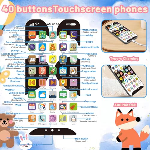 image for Uibyt Kids Phone with 10,000+ Educational Content, Rechargeable Toddle