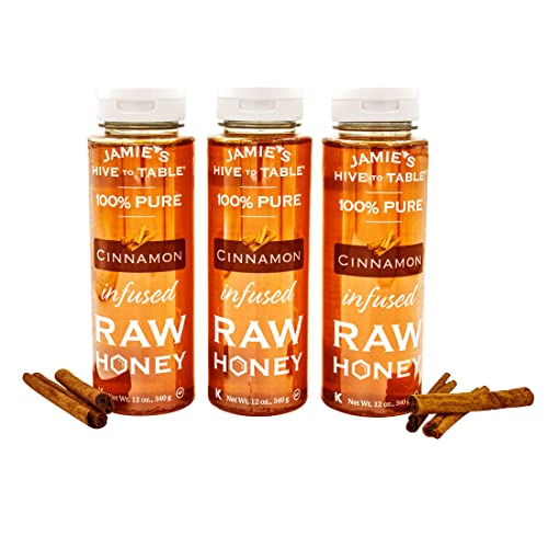 Set de miel cruda con canela en 3 frascos de 12 oz