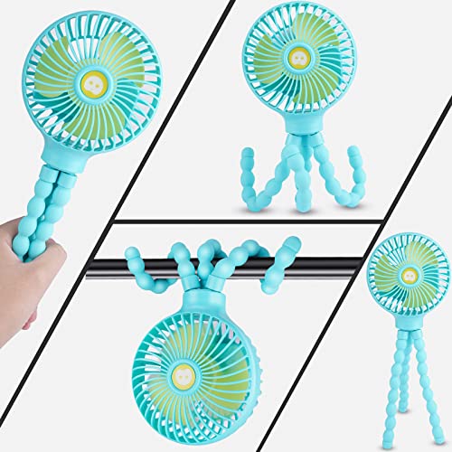 Image of Portable Stroller Fan Personal rechargeable USB Fans With 5200mAh 3 Speeds Battery Small Baby Car Seat Mini Handheld Clip On Fan for Pram Crib Bike Treadmill Outdoor Camping Travel and Student Desk