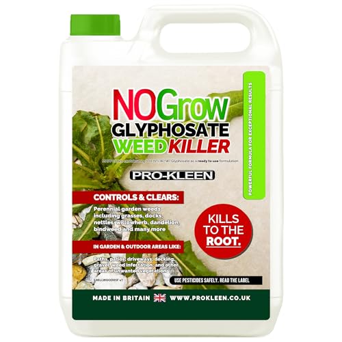 Pro-Kleen NOGROW WeedKiller 4 Litre Deep Root Killing 7.2g/l Glyphosate Weed Killer Ready to Use Formula Supplied with Spray Head & Hose