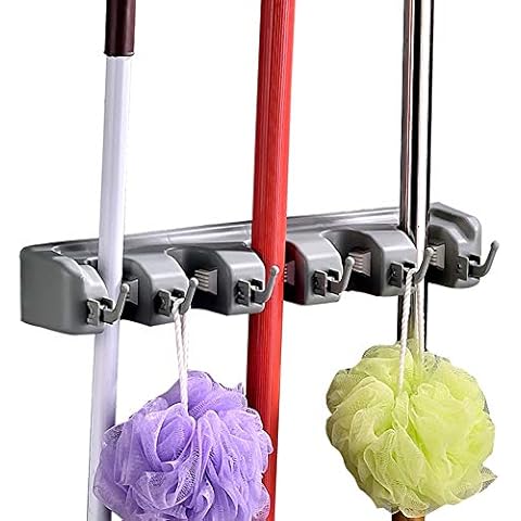 POHOVE - Organizador de escoba para escoba, organizador de pared con 5 posiciones Cover