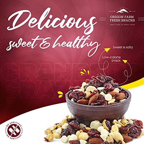 Oregon Farm Fresh Snacks Cranberry Craze - Fresh Oregon Grown Cranberry Cashew Almond Trail Mix with Dried Pineapple and Yogurt Chips - Healthy Cranberry and Nuts - Trail Mix (20oz)