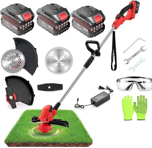 Weed Eater, Electric Weed Eater with 3PCS 21V 4.0Ah Lithium Batteries, Battery Powered Weed Wacker, Battery Powered Weed Eater, 3-in-1 Cordless Grass Trimmer/Edger Lawn Tool