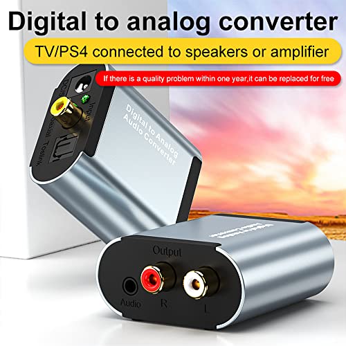 Convertidor DAC 192 KHz SPDIF Toslink a audio estéreo analógico R/L adaptador de 3.5mm 2