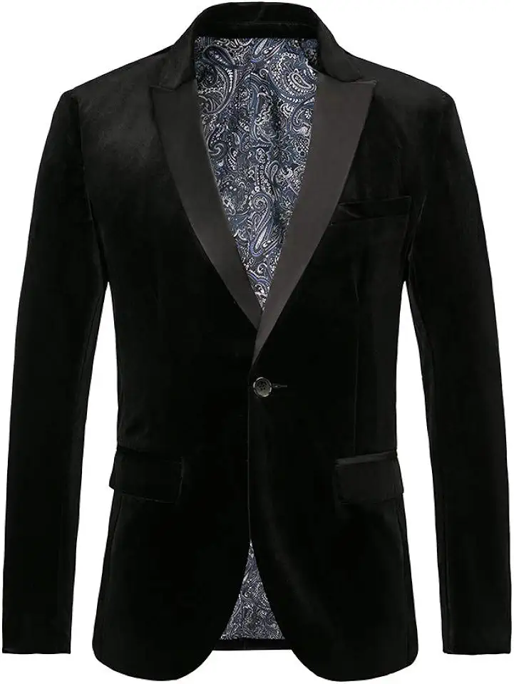 Blazer masculino de veludo slim fit sólido casaco esportivo