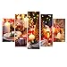 Produktbild Luccase Leinwanddruck Gemälde Kit Weihnachten Stil 5 Stück Ohne Holzrahmen HD Leinwand Drucken Home Dekor Bild Wandkunst Malerei für Glatte Wände (E)