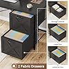 SEDETA Corner Computer Desk, Reversible L Shaped Computer Desk with Fabric Drawers and Power Outlet, Gaming Desk with Led Lights, Hutch and Storage Shelf for Home Office, Black