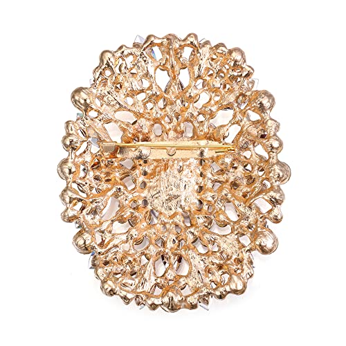 Image of BriLove Women's Stunning Emerald Cut Square Crystal Rhinestone Marquise Cluster Brooch Pin for Wedding Party Prom