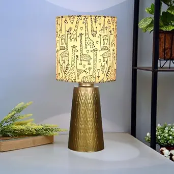 Homesake Golden Hammered Metal Cone Table Lamp Modern Contemporary Bedside Desk Nightstand Lamp for Bedroom Living Room Office College Bookcase (Gold, Savanna)